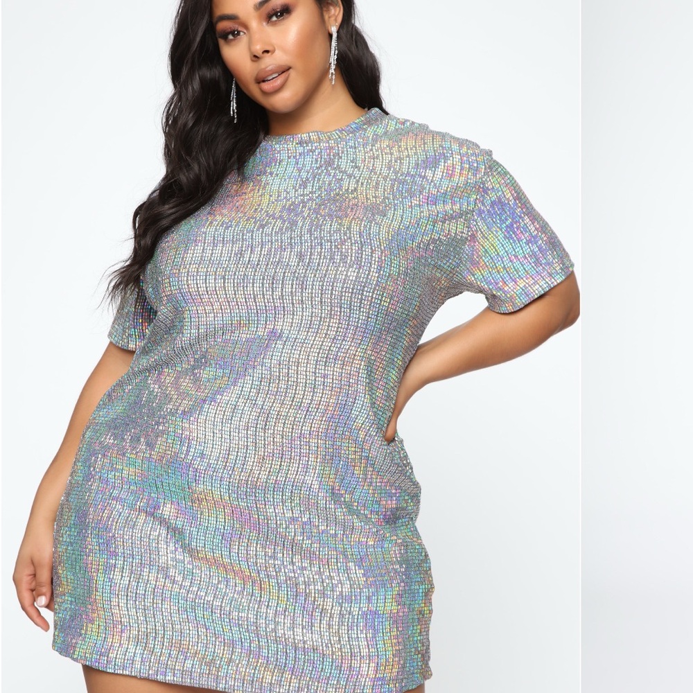 Fashion Nova Holographic Mini Dress